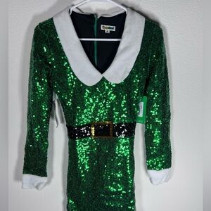 Tipsy Elves Green Sequin Elf Dress Size XS